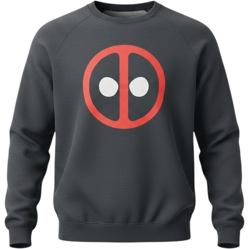 Marvel Deadpool Logo Crewneck Sweatshirt Charcoal Gray Mens XL New With Tags